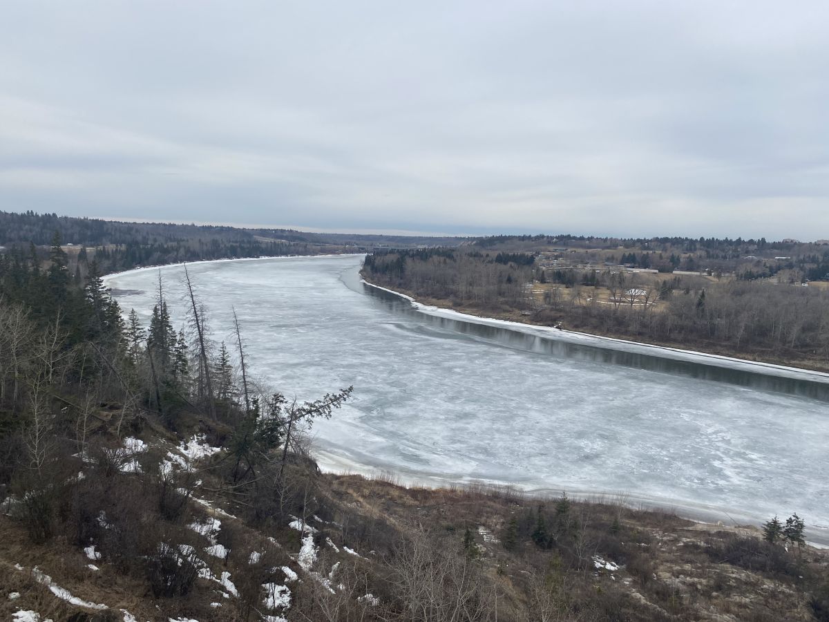 A view of the North Saskatchewan River from Keillor Point in Edmonton on April 2, 2024.