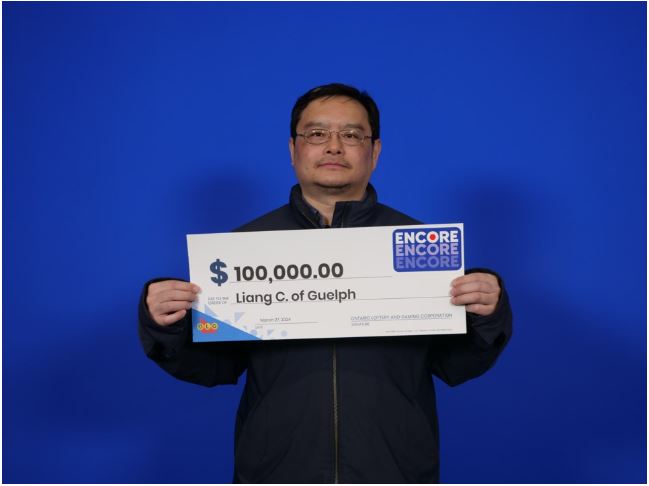 Guelph's Liang Chen says he has plans of buying plane tickets to go home and visit family. He won $100,000 in the LOTTO 6/49 ENCORE draw in February.