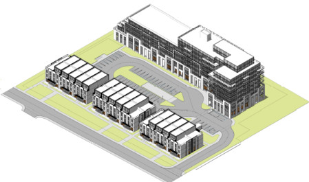 An artist rendering of a proposed Losani Homes development at 140 Glen Echo Dr. The residential property seeks to replace the former Glen Echo Public School in Hamilton, Ont.
