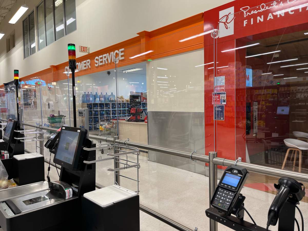 Atlantic Superstore has been installing barriers in areas including the self-checkout stations.