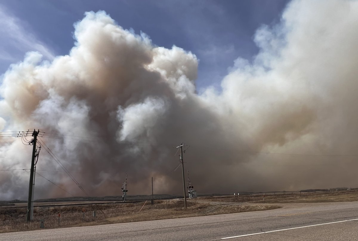 A prescribed burn at Canadian Forces Base Wainwright on Wednesday, April 24, 2024.