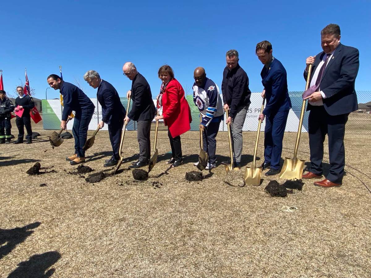 Municipal and provincial officials put shovels in the ground toward the creation of a modular fire station to service southwest Winnipeg. 