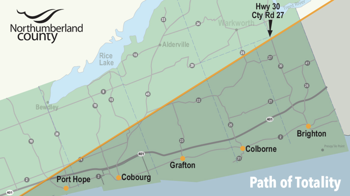 Northumberland County is in the path of totality of the total solar eclipse on April 8, 2024.