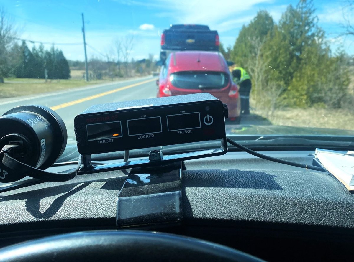 A Peterborough County OPP officer on April 11, 2024, clocked a vehicle travelling 143 kilometres/hour in a posted 80-kilometre zone outside the city.