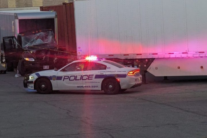 Driver killed after striking parked trailer in Mississauga parking lot