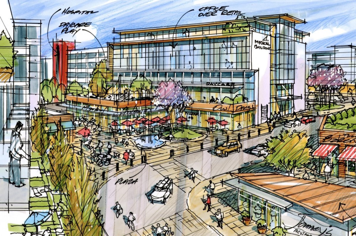An artist’s conception of what the Innovation District in Penticton will look like when it’s completed.