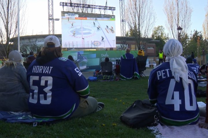 Vancouver Canucks fans get loud inside and outside arena for Game 1 of playoff run