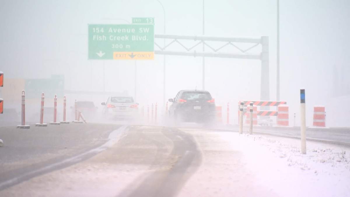 Stoney Trail on the west side of Calgary is seen on April 4, 2024.