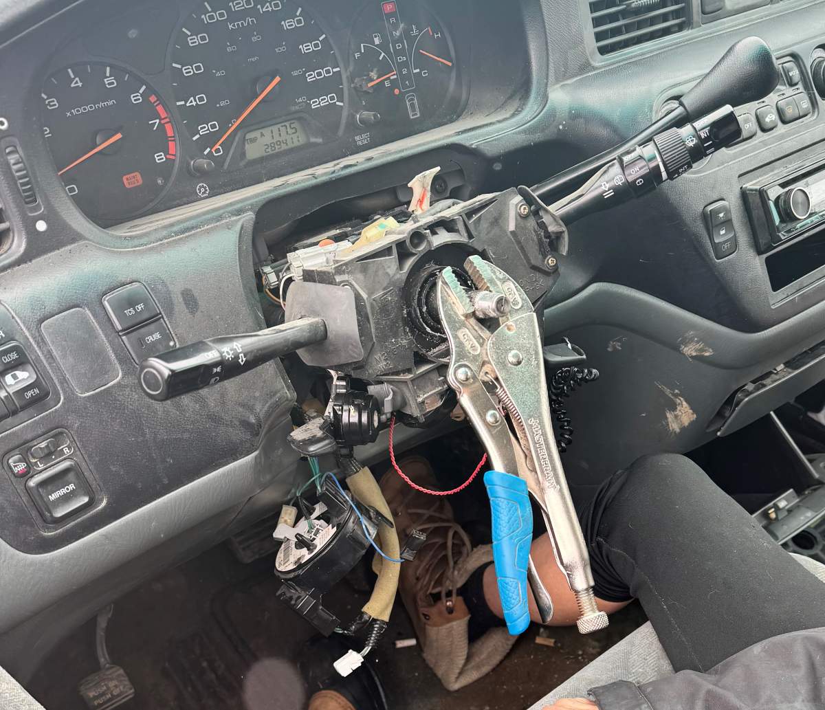 A driver was found with no license and no steering wheel near Shellbrook, Sask. last week.