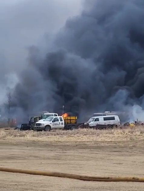 Fire at driving range on Fort Road on April 16, 2024.