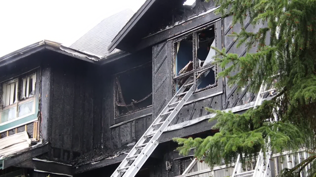 The aftermath of a suspicious house fire in Surrey on Friday, April 26, 2024.