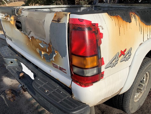Police say a white GMC truck was found on fire in the area of 106th Street and 155th Avenue Tuesday, April 2, 2024.