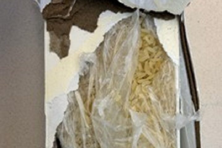 Phone box containing rice.