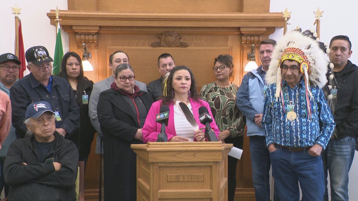 Indigenous leadership from a few First Nation communities gathered in solidarity at the Saskatchewan Legislature for the Duty to Consult Day of Action event.