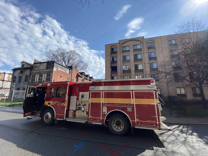 Firefighters were called to the apartment fire around 8:30 a.m. Sunday. 