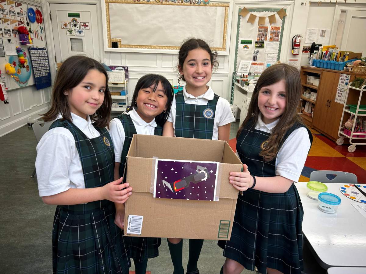 Grade three students from Miss Edgar's and Miss Cramp's school in Montreal on April 9, 2024.