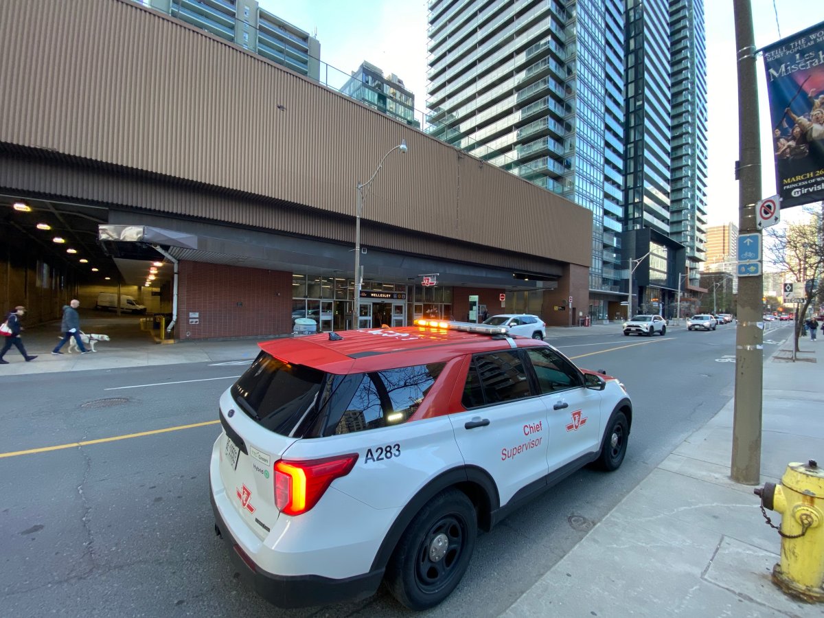 Toronto police say a stabbing occurred at Wellesley Subway Station on Monday, April 22, 2024.