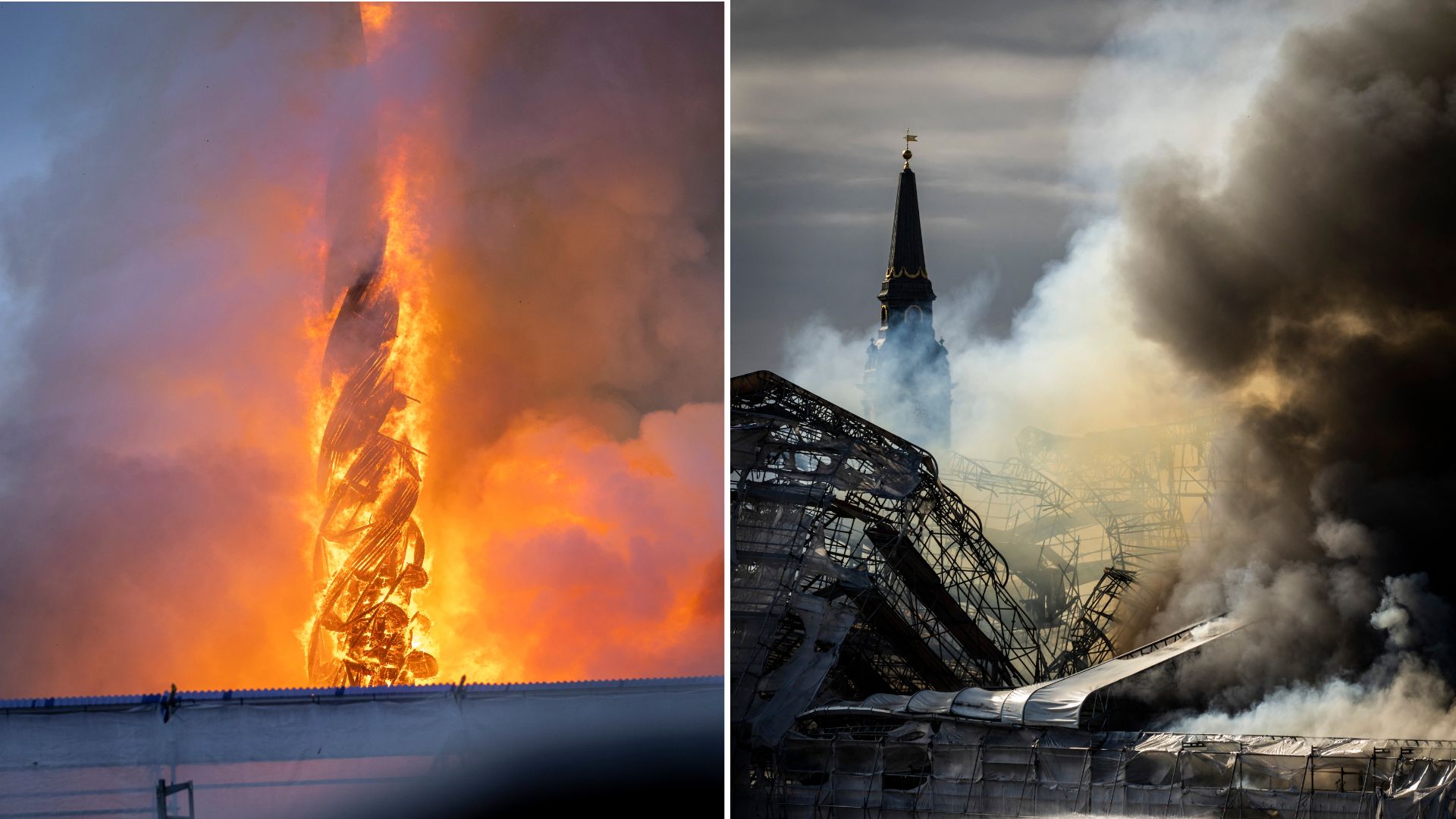 Copenhagen fire: Inferno hits historic stock exchange, toppling iconic spire