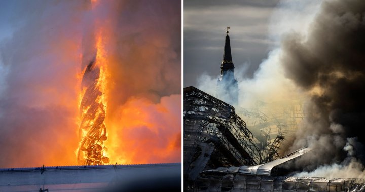 Copenhagen fire: Inferno hits historic stock exchange, toppling iconic spire