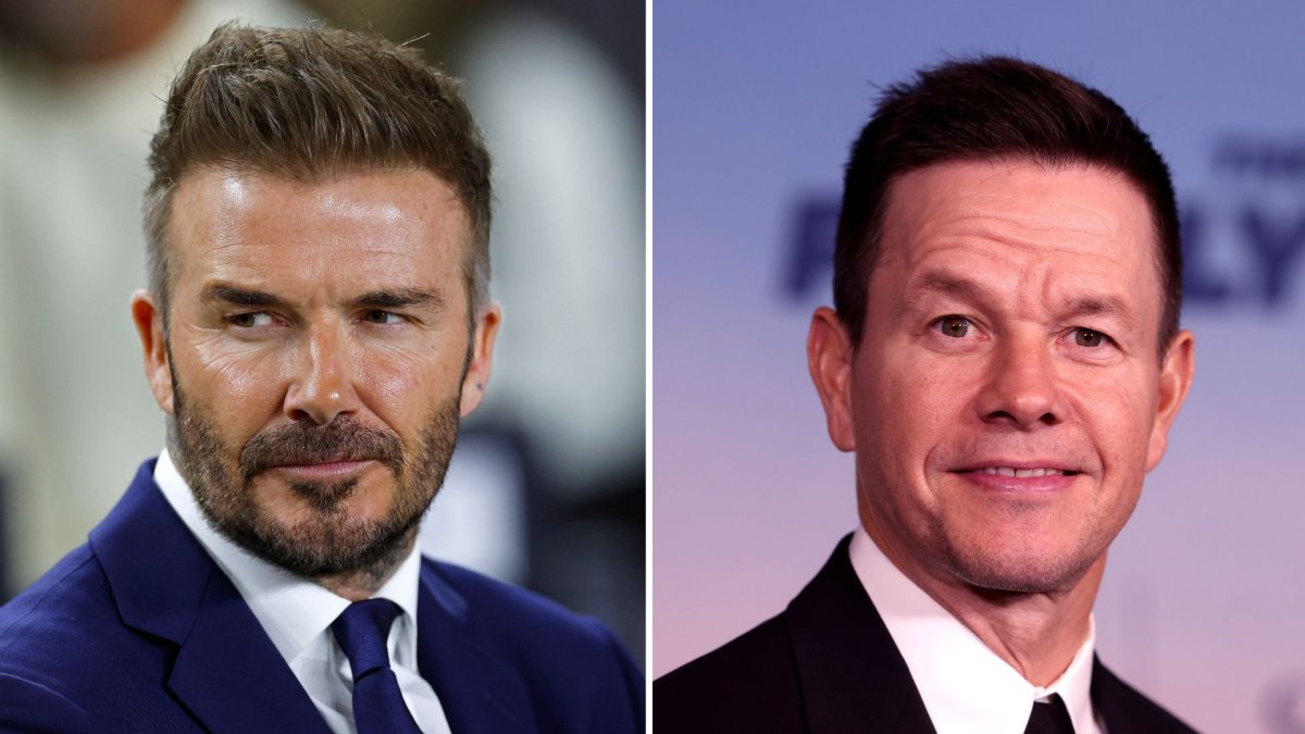 A split image. On the left is David Beckham. On the right is Mark Wahlberg.