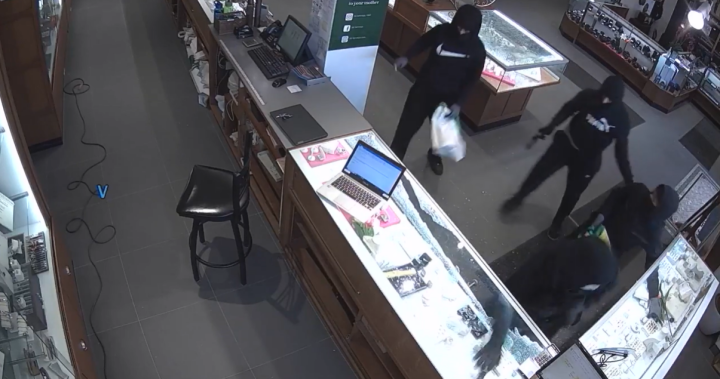 Разбийте и грабнете: Видео показва как петима заподозрени обират бижутериен магазин в Торонто, каза полицията