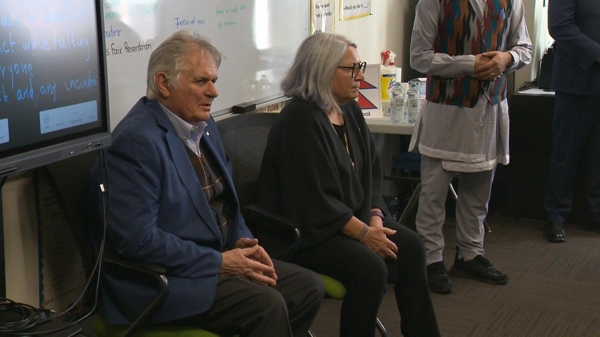 Learners at the society told Governor General Mary Simon stories about how they came to Canada. Simons told them she grew up learning an Indigenous language at home, English in school and is now learning French. .