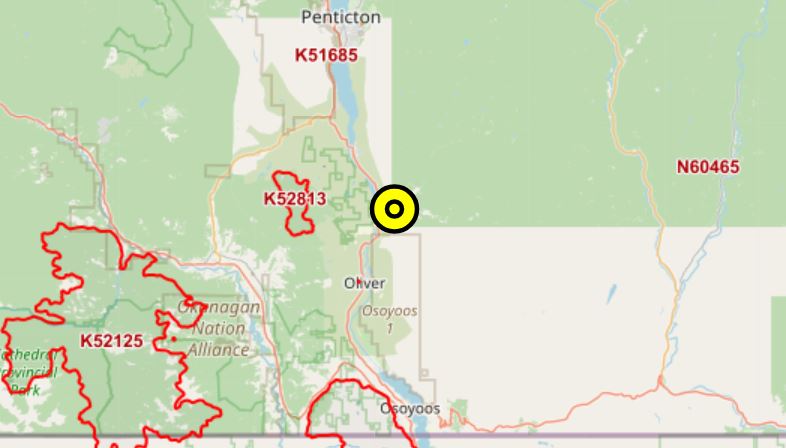 Горски пожар избухнал близо до Оливър Британска Колумбия вече се