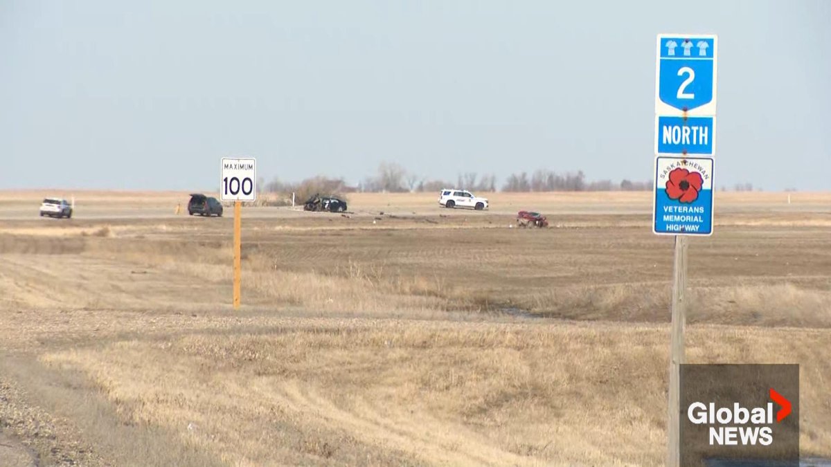 Following a highway collision between two vehicles 30 kilometres north of Moose Jaw, Sask., police report two were declared dead at the scene and three others left with injuries.