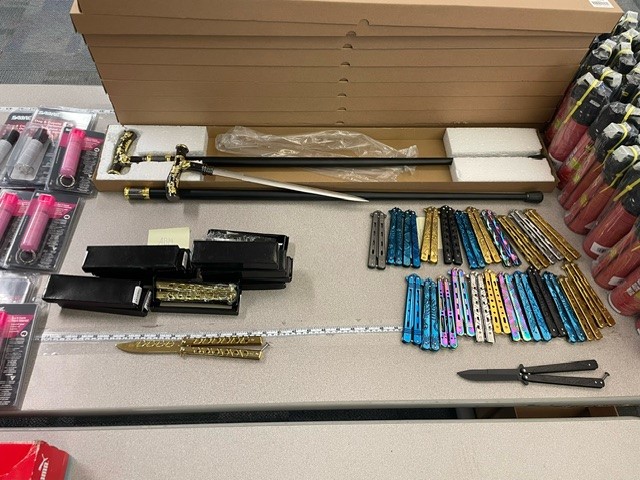 Edmonton police seize a number of weapons from an Edmonton smoke shop.