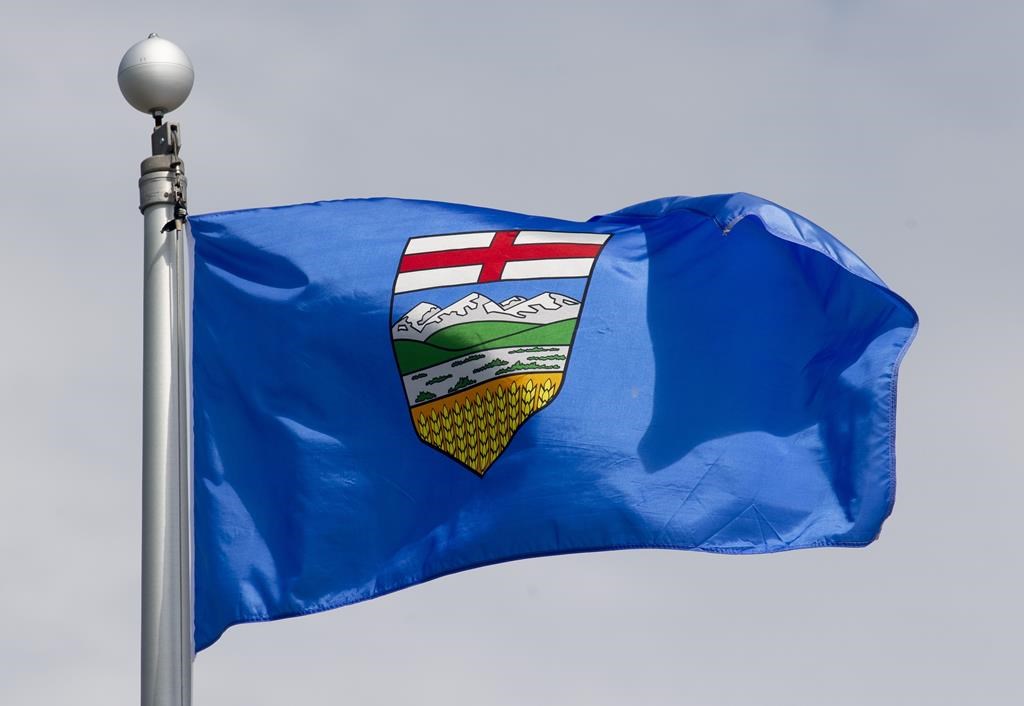 Alberta's provincial flag flies on a flagpole in Ottawa, Tuesday, June 30, 2020. THE CANADIAN PRESS/Adrian Wyld