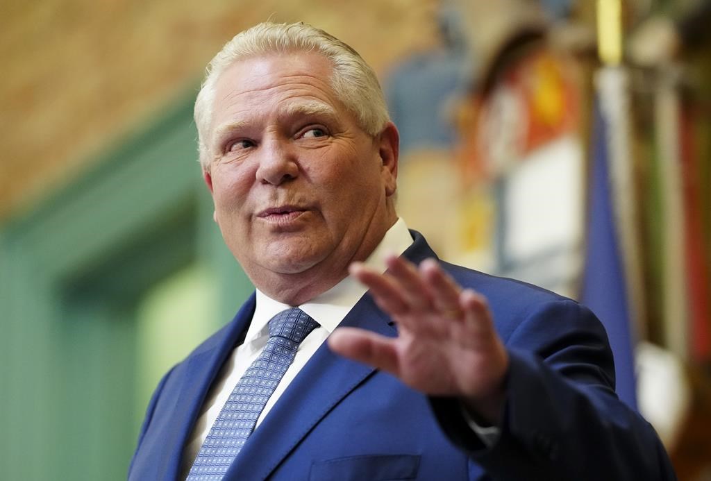 Ontario Premier Doug Ford takes part in a press conference at Ottawa City Hall on Monday, April 29, 2024. Ford is fuelling early election speculation by declining multiple times today to commit to sticking to the planned June 2026 date.THE CANADIAN PRESS/Sean Kilpatrick.
