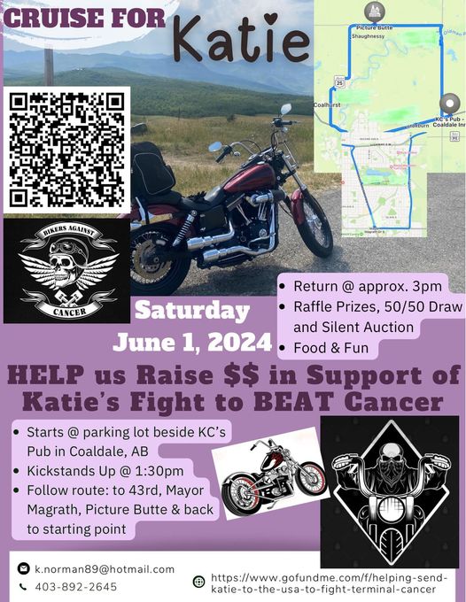 Cruise for Katie fundraiser in Coaldale on June 1.