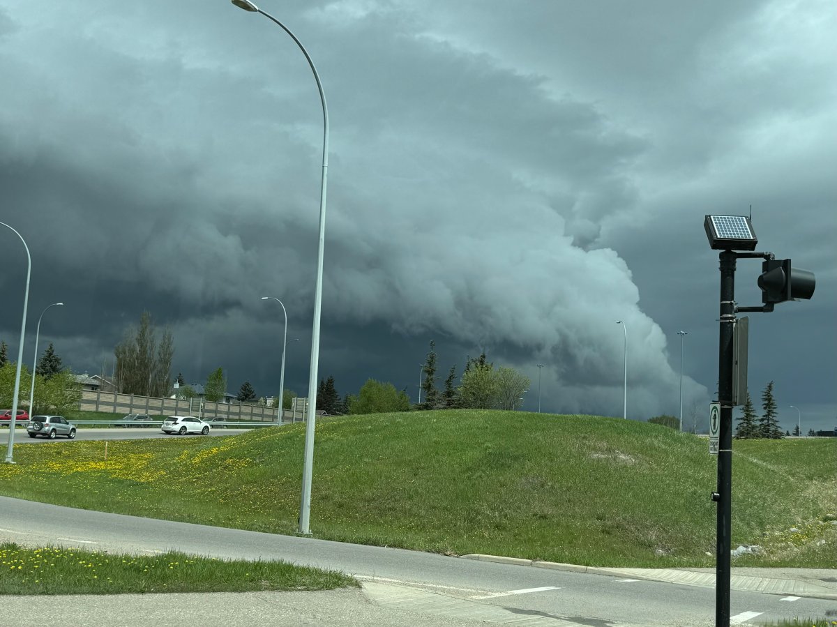 Thunderstorm clouds sweeping across Alberta, as seen in Airdrie, on Thursday, May 16, 2024.