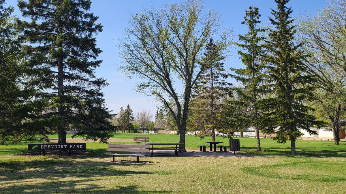 Most of Brevoort Park in Saskatoon will be closed for several months following flood mitigation construction and south of the park is fenced off. .