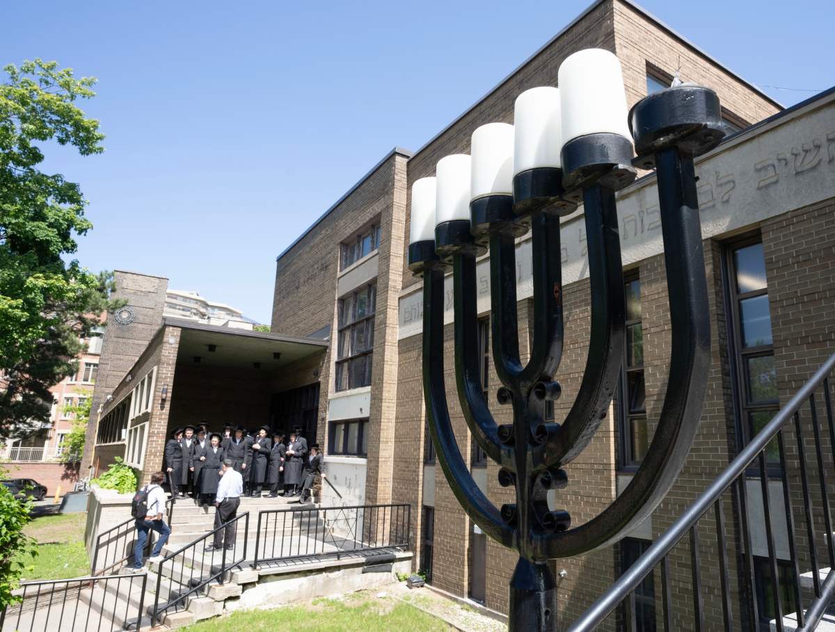 The Bell Yeshiva Katana school is seen Thursday, May 30, 2024 in Montreal. Police are investigating after shots were fired at the building.