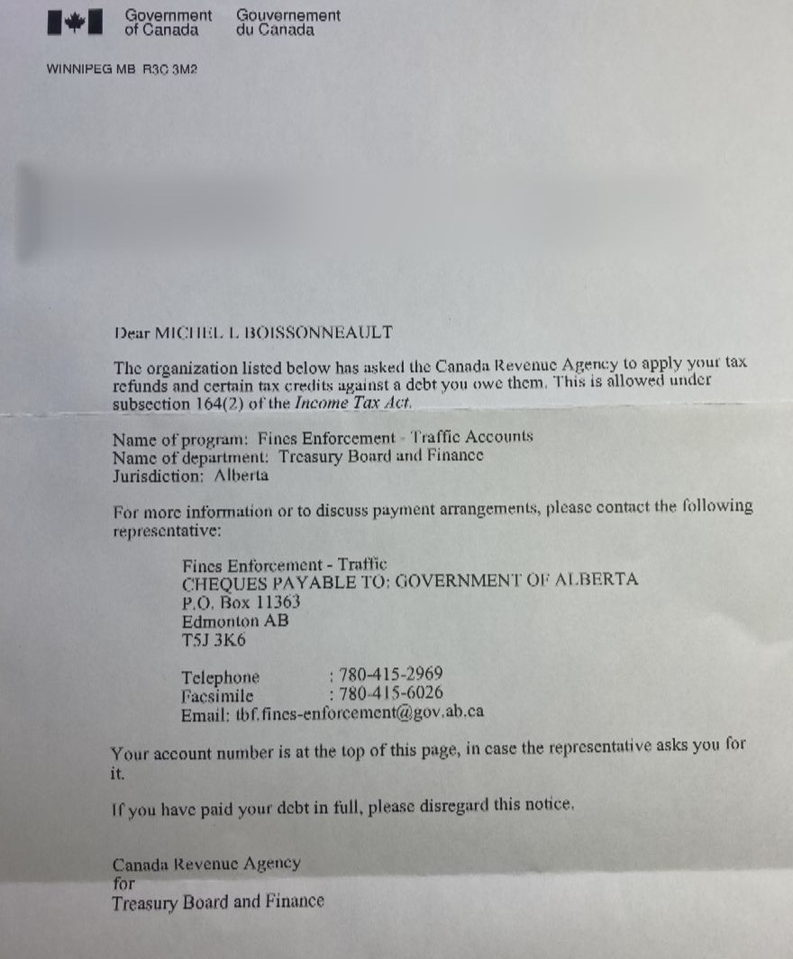 Notice from Gov. of Canada