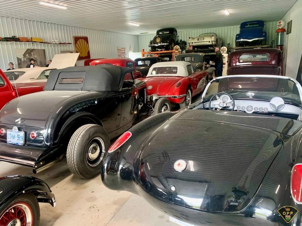 Classic cars were among the vehicles in Stirling, Ont., as part of an auto theft investigation by OPP.