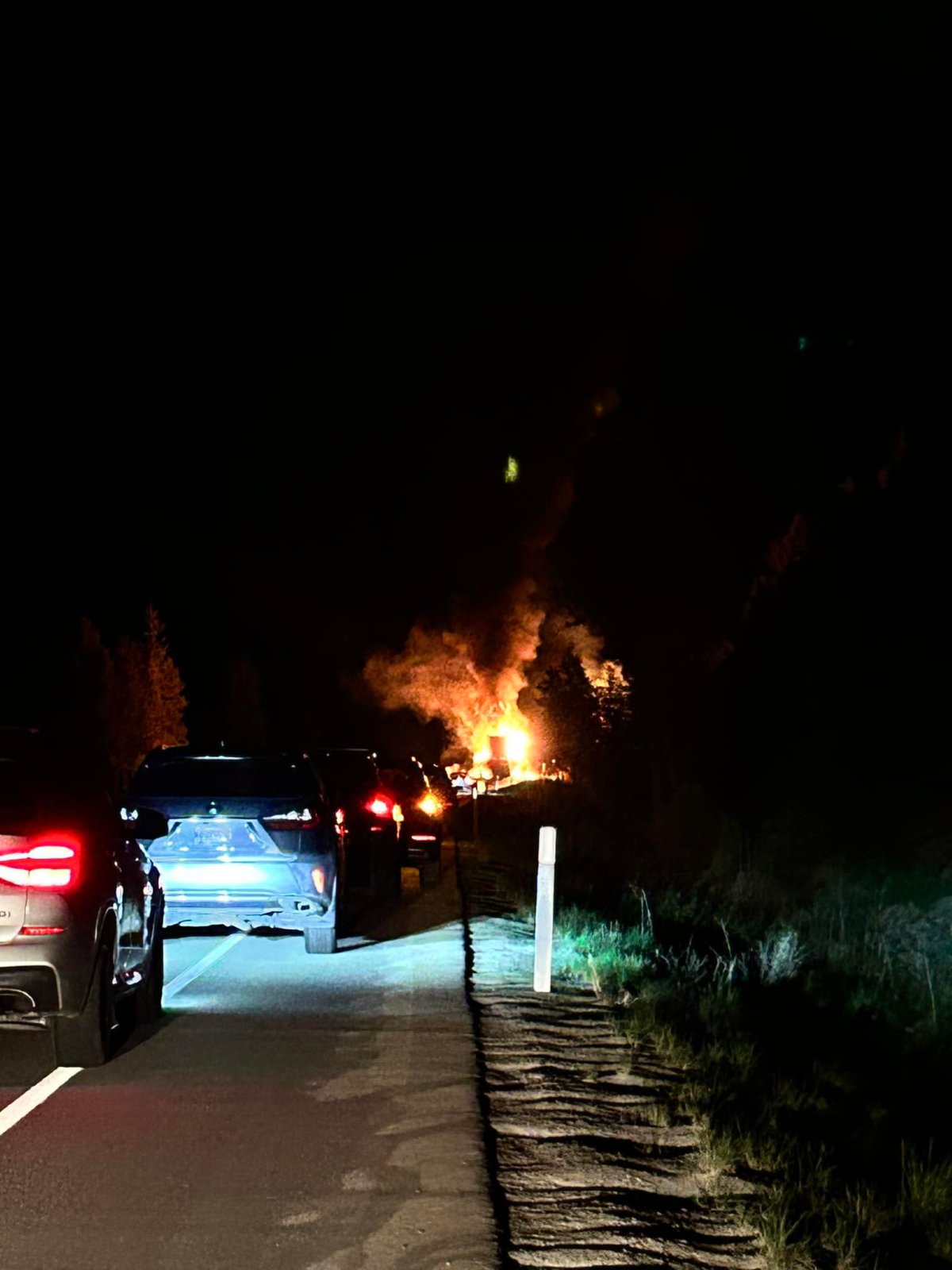 The Okanagan Connector is closed in both directions due to an early morning tractor fire.
