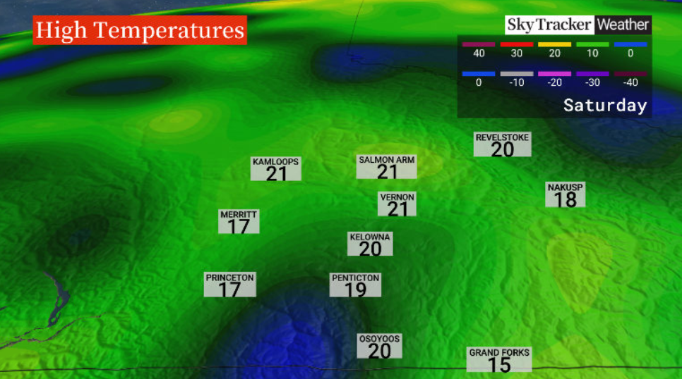 Daytime highs return to the 20s for the first weekend of May.