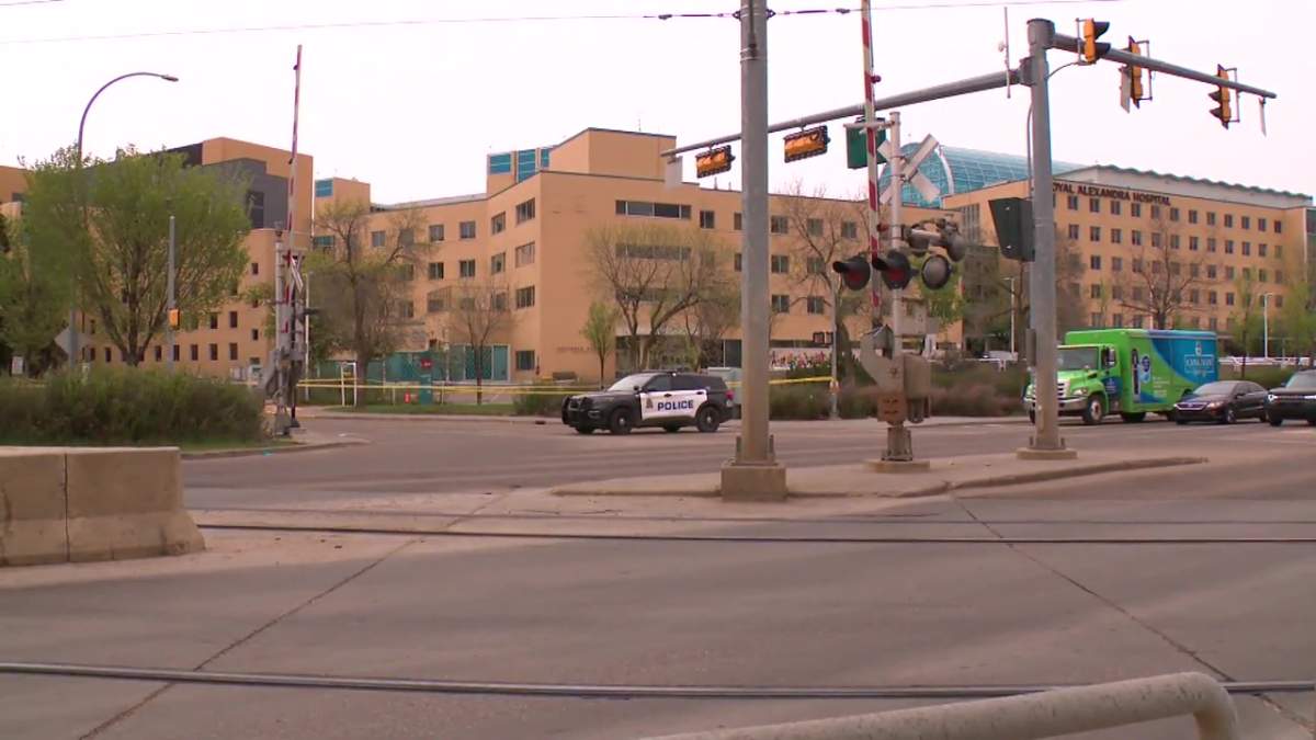 A man died after being found injured along Kingsway outside the Royal Alexandra Hospital in Edmonton, Alta. on Wednesday, May 15, 2024.