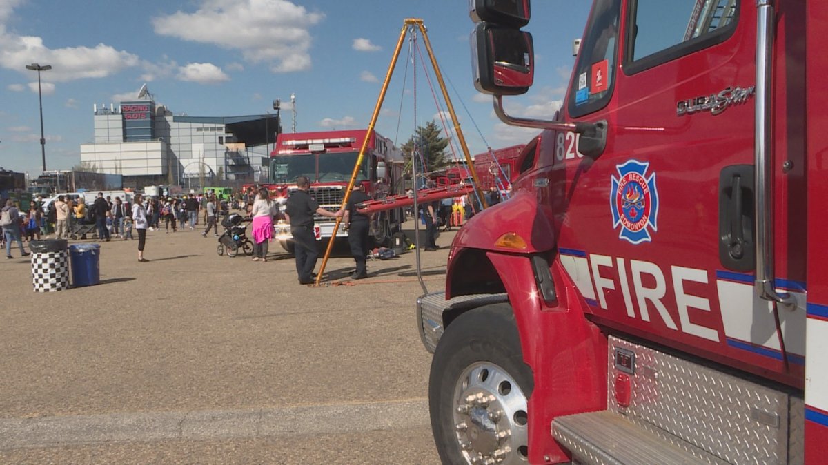 First responders show off their equipment to the public to kick off emergency preparedness week in Edmonton on Saturday. Different organizations are teaming up to improve emergency action.