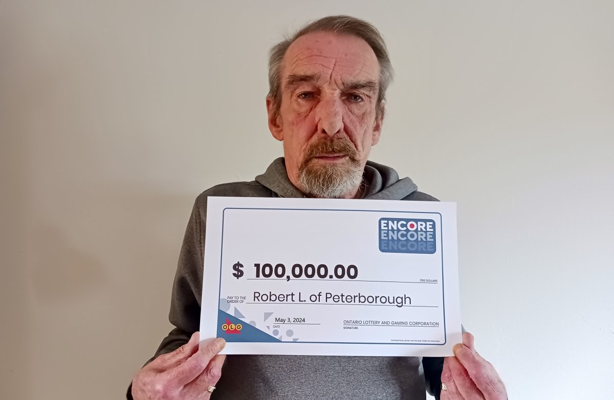 Robert Lingard of Peterborough, Ont., won $100,000 on a recent Encore lottery draw.