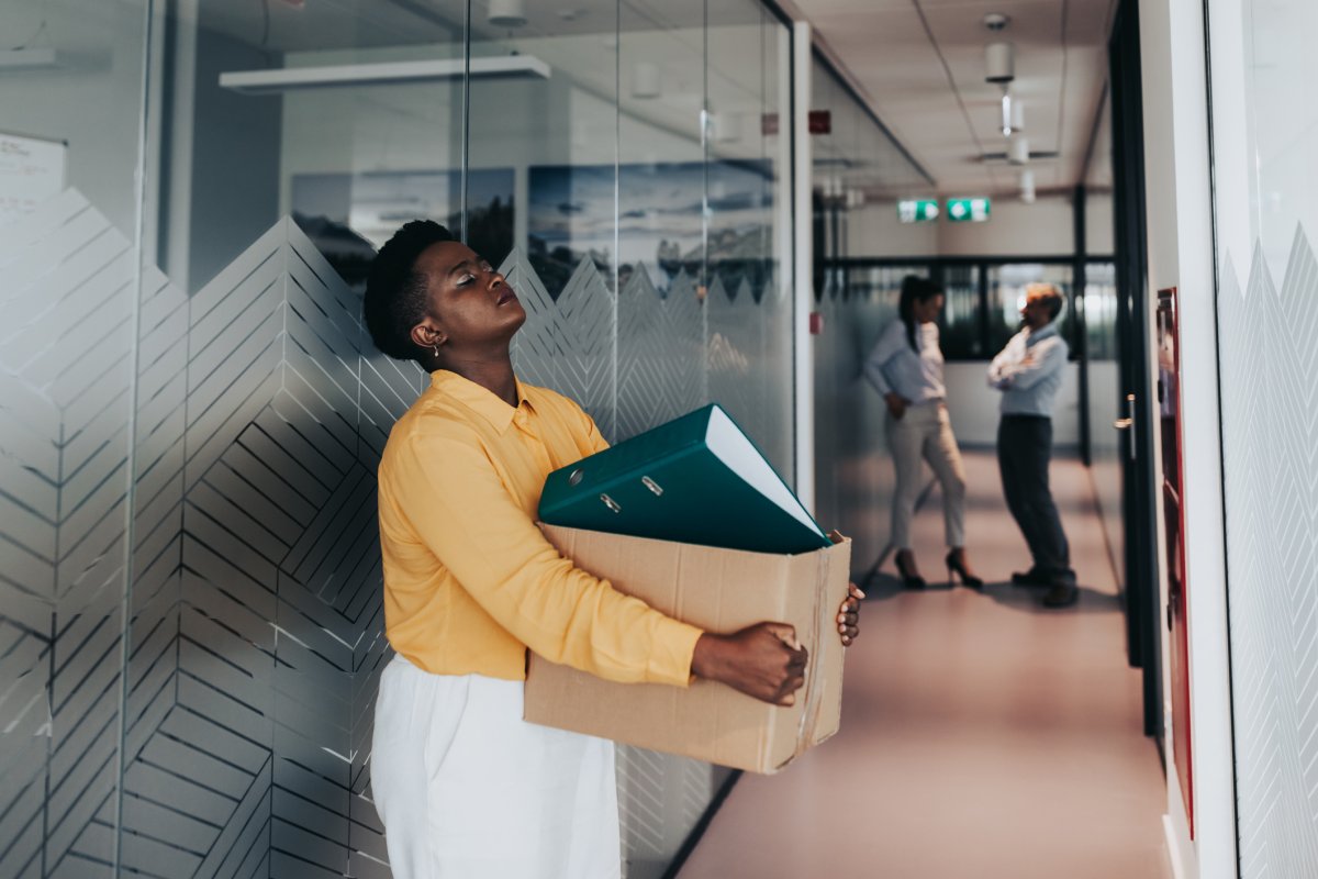 The young black woman was stressed and disappointed by being fired from restructuring