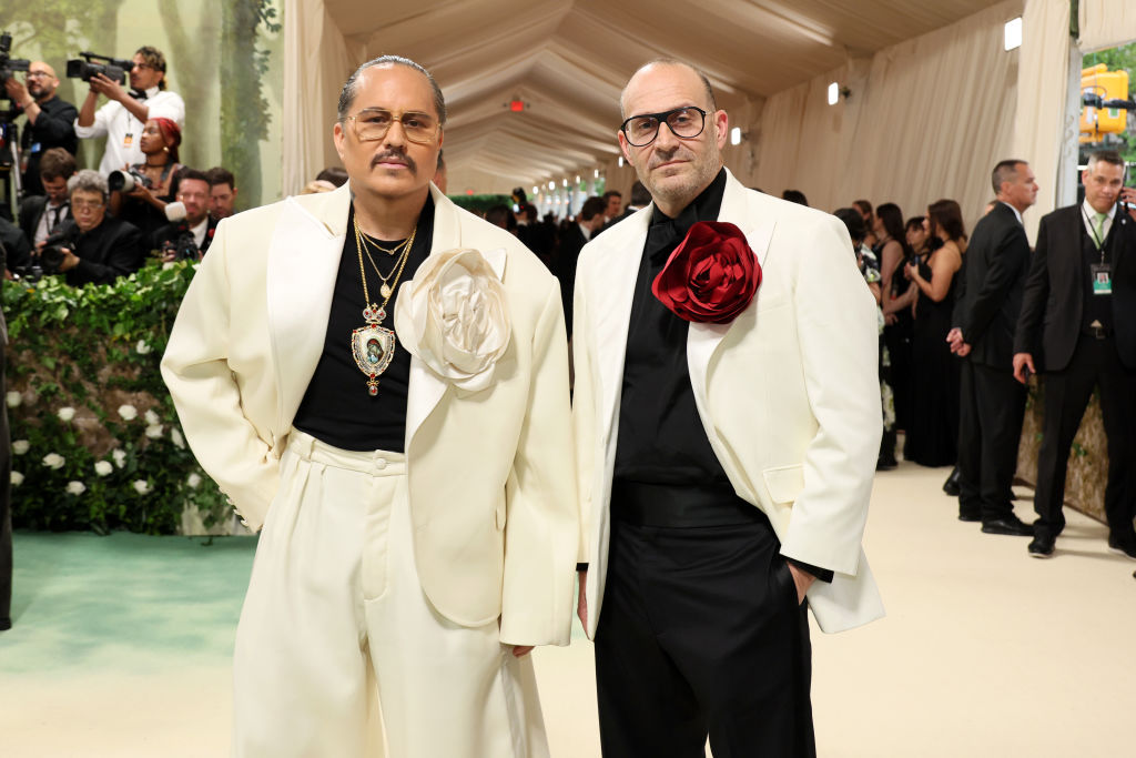Willy Chavarria and Marc Metrick attend The 2024 Met Gala Celebrating "Sleeping Beauties: Reawakening Fashion" at The Metropolitan Museum of Art on May 06, 2024 in New York City.