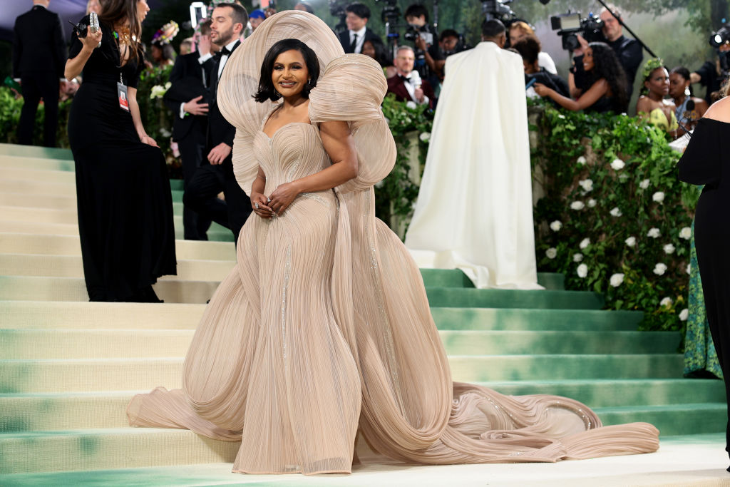 Mindy Kaling attends The 2024 Met Gala Celebrating "Sleeping Beauties: Reawakening Fashion" at The Metropolitan Museum of Art on May 06, 2024 in New York City.