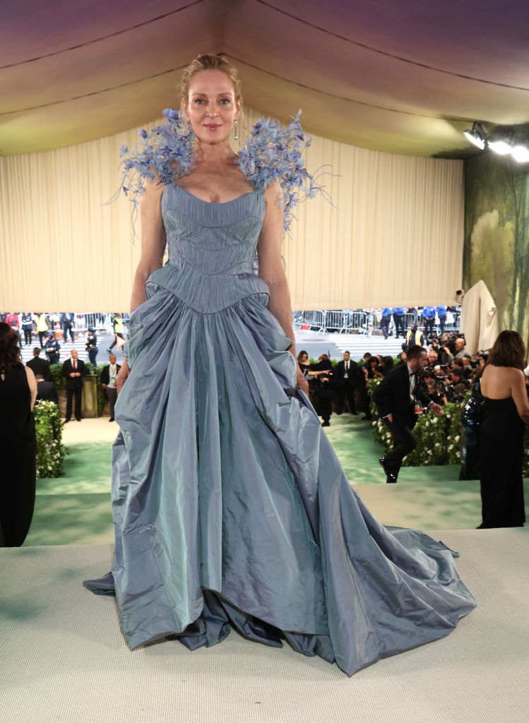 Uma Thurman attends The 2024 Met Gala Celebrating "Sleeping Beauties: Reawakening Fashion" at The Metropolitan Museum of Art on May 06, 2024 in New York City.