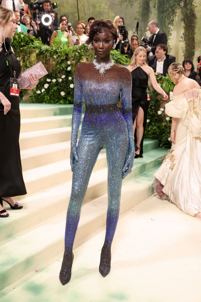 Anok Yai attends The 2024 Met Gala Celebrating "Sleeping Beauties: Reawakening Fashion" at The Metropolitan Museum of Art on May 06, 2024 in New York City.