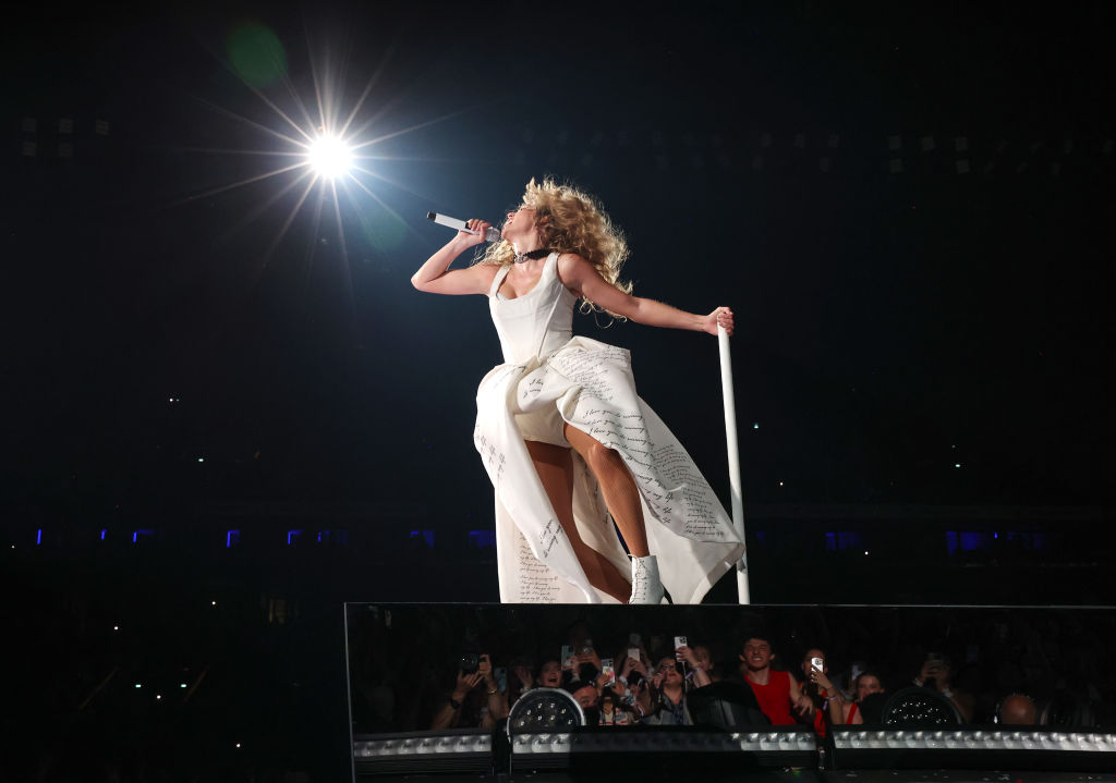 Taylor Swift performs onstage during night four of "Taylor Swift | The Eras Tour" at La Defense on May 12, 2024 in Paris, France.