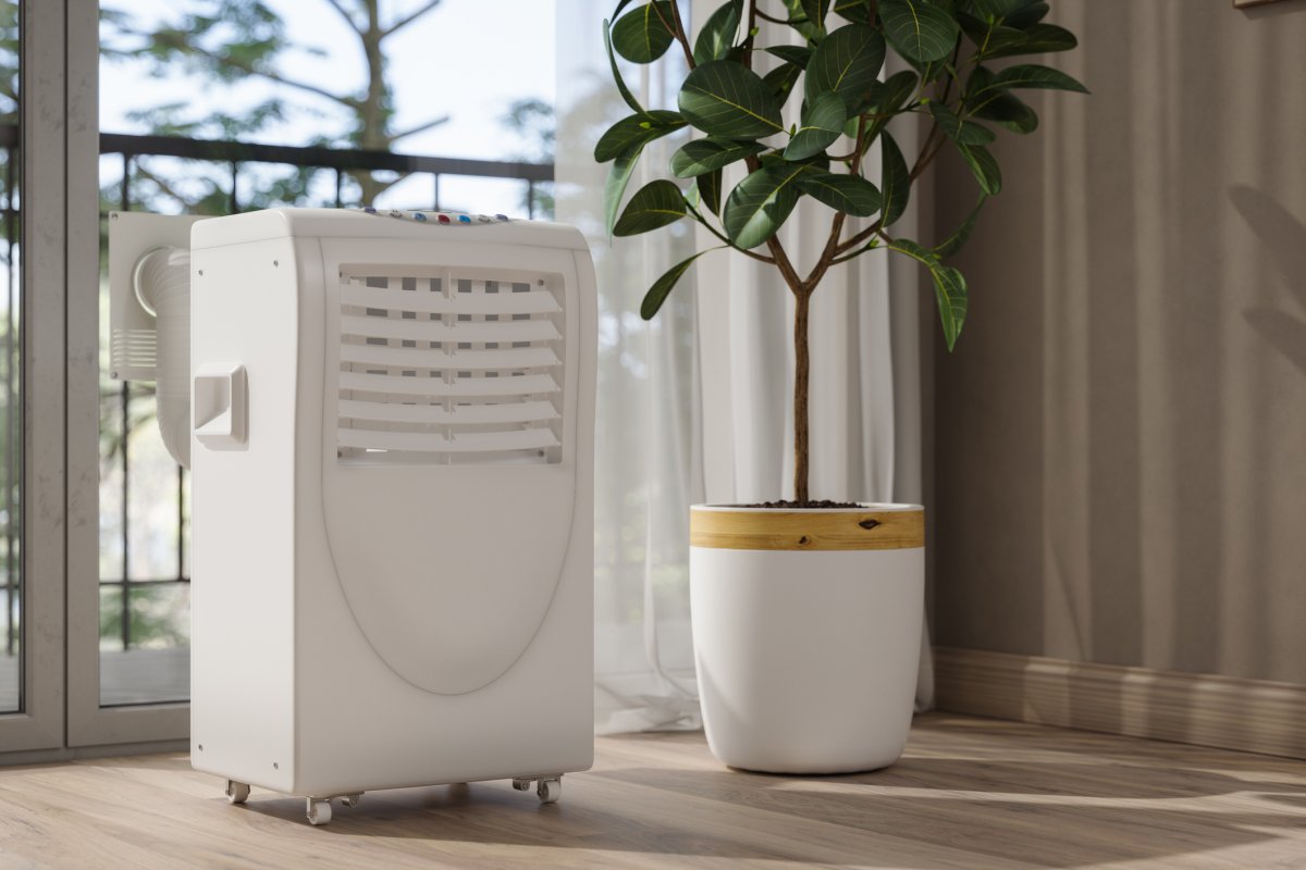 Close-up View Of Portable Air Conditioner In The Room