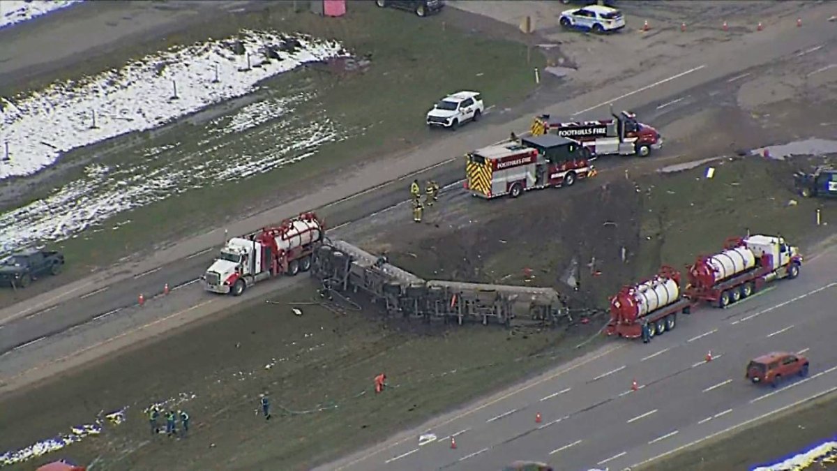 An RCMP spokesperson told Global News officers responded to reports of a collision involving a semi-truck and a fuel spill at around 1:45 p.m. on Thursday.